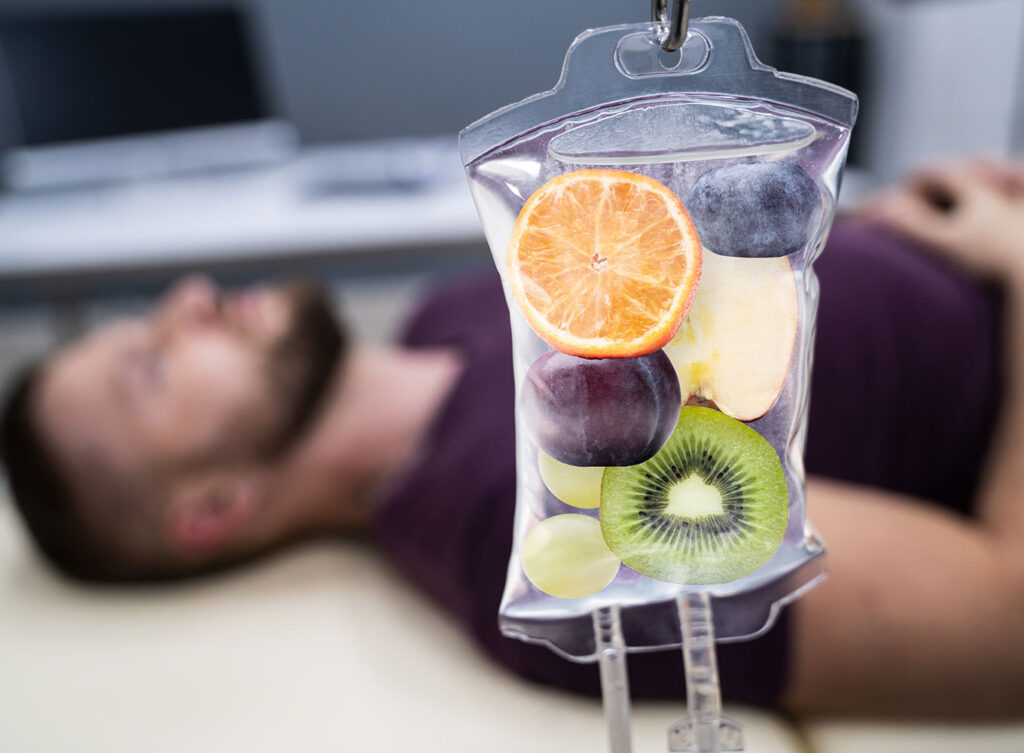 young man receiving IV hydration therapy o'fallon illinois